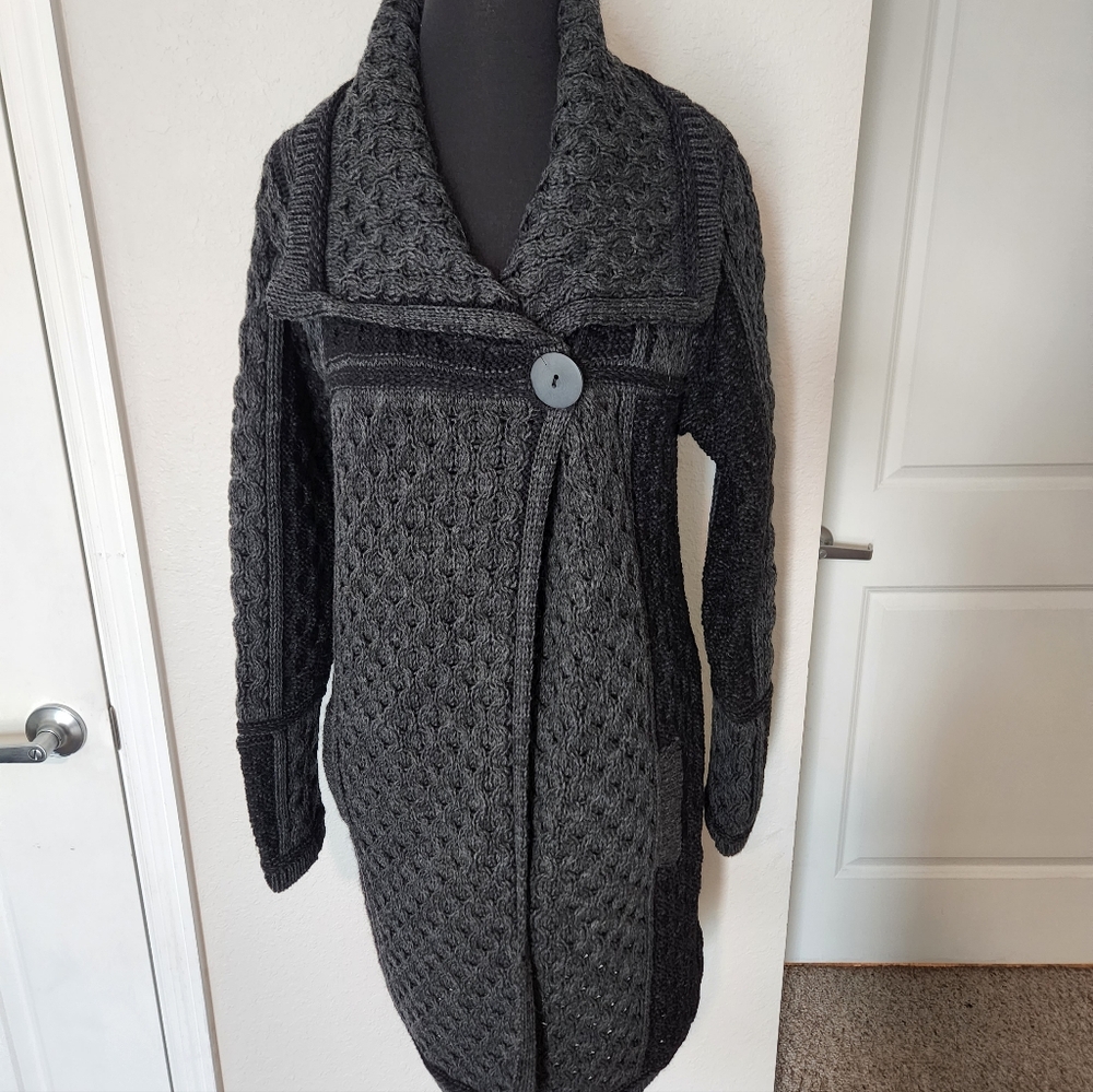 Aran Crafts Charcoal Knit Sweater Vintage - Picture 3 of 7